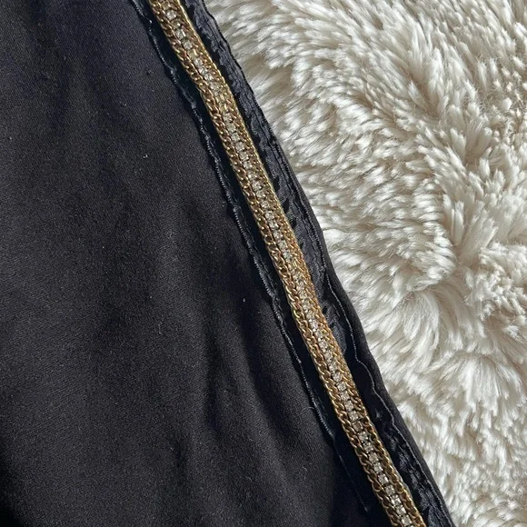 Zara Women's Black Leggings with Gold Side Stripes M - Picture 2 of 3